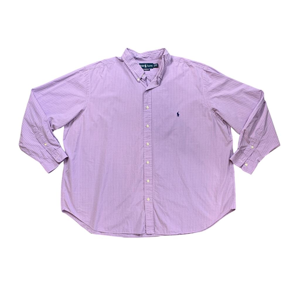 Ralph Lauren Shirt Mens 3XB Big Lilac Purple Classic Fit Gingham Button Down